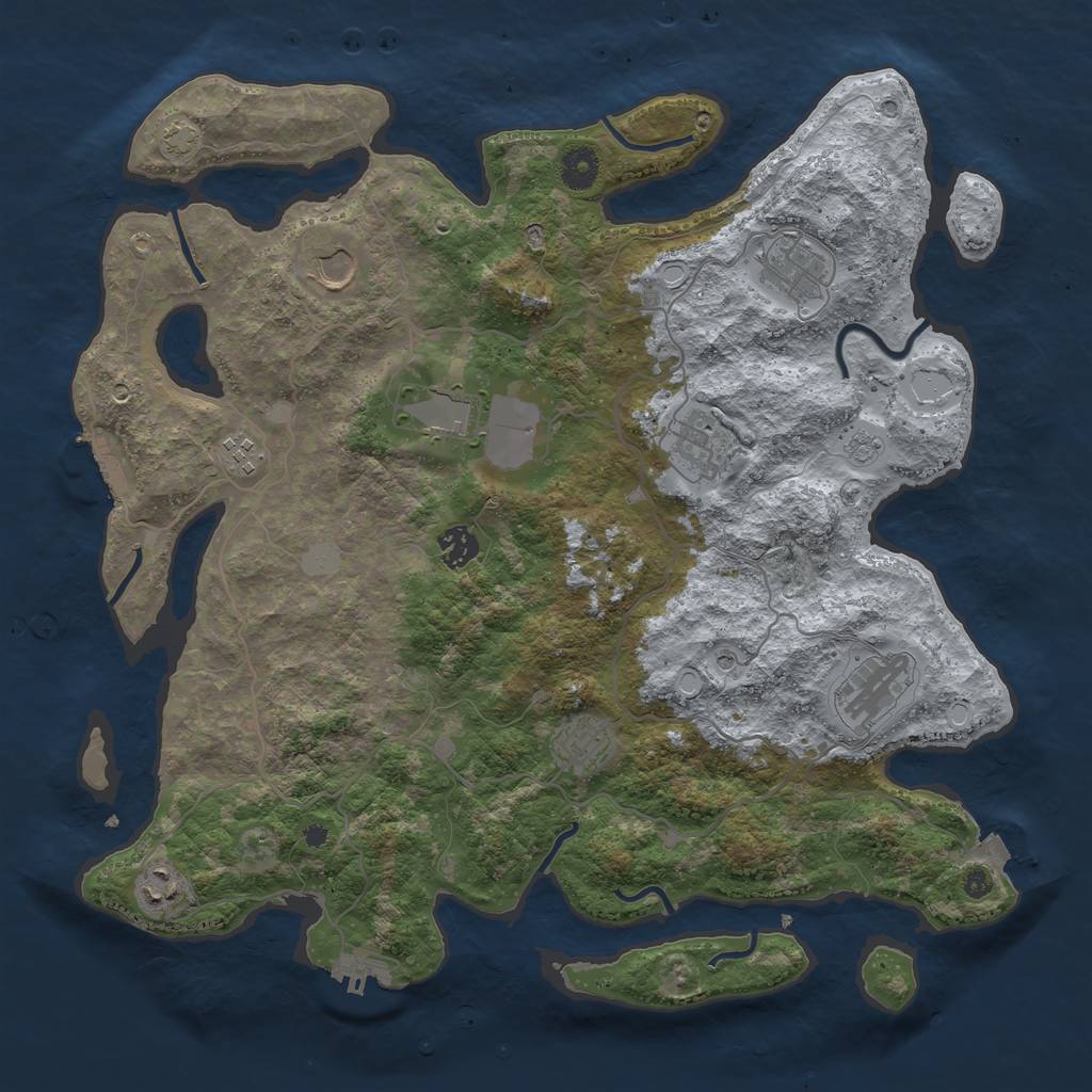 Rust Map: Procedural Map, Size: 4000, Seed: 2069985868, 17 Monuments