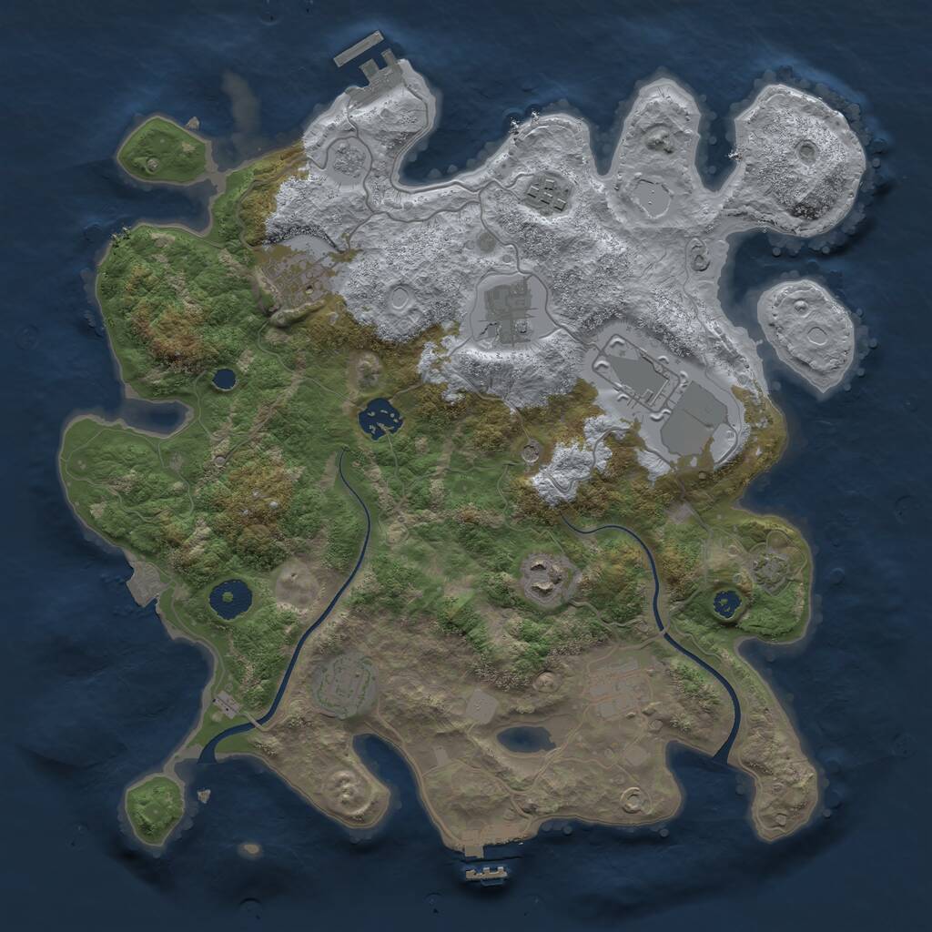 Rust Map: Procedural Map, Size: 3500, Seed: 1463803743, 14 Monuments