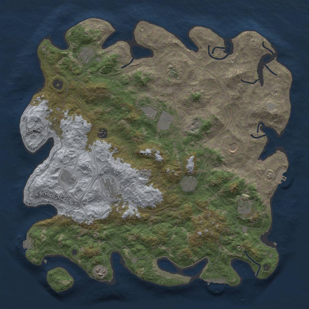 Rust Map: Procedural Map, Size: 4500, Seed: 1129476455, 18 Monuments