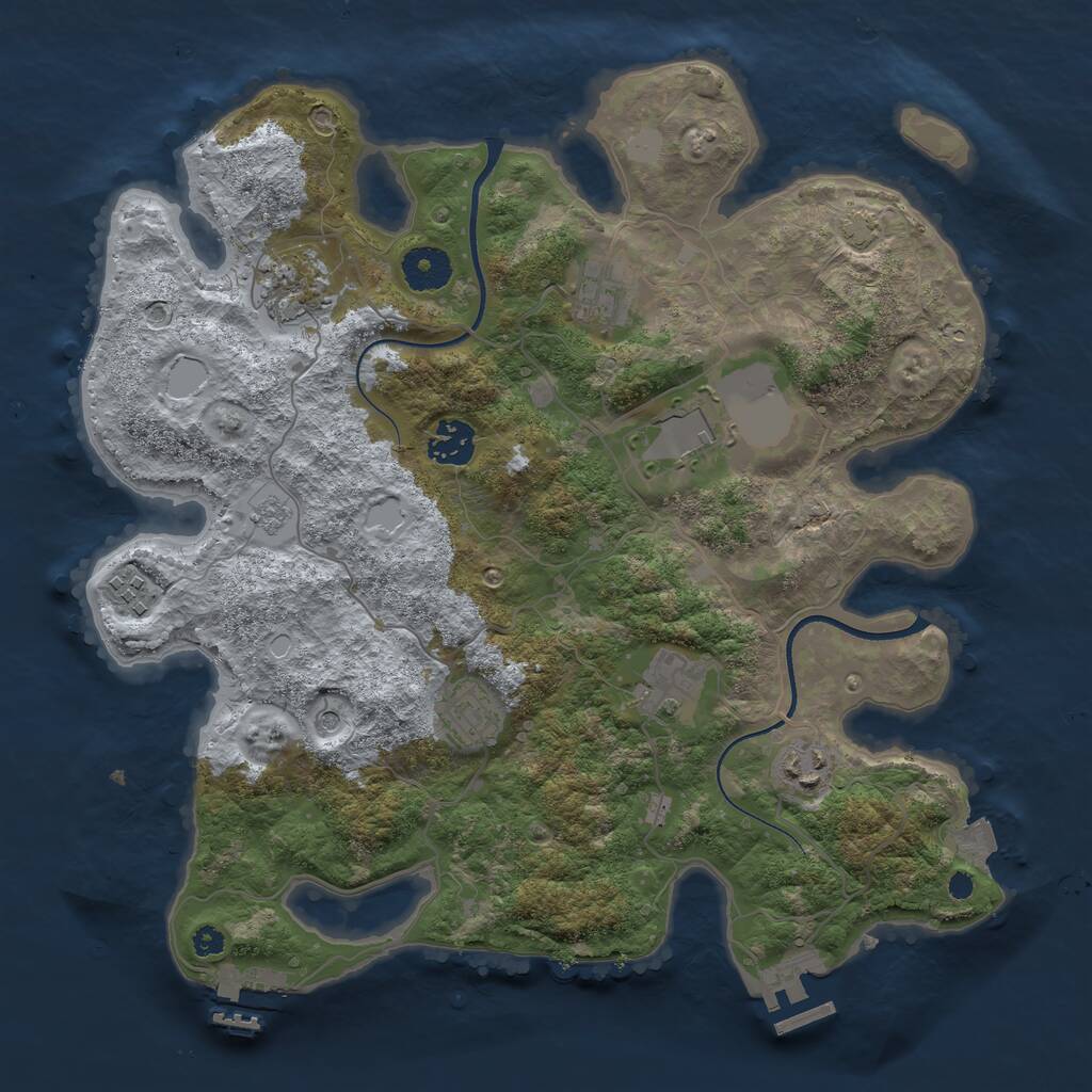 Rust Map: Procedural Map, Size: 3500, Seed: 56494181, 14 Monuments