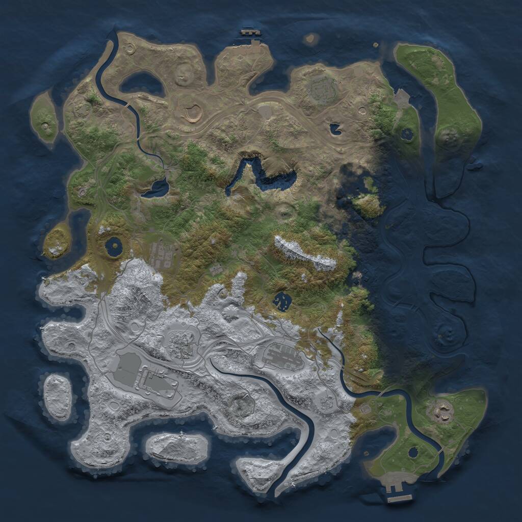 Rust Map: Procedural Map, Size: 4300, Seed: 1073318332, 16 Monuments