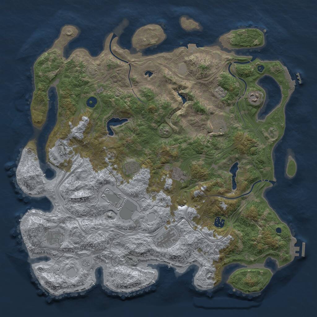 Rust Map: Procedural Map, Size: 4500, Seed: 1922259005, 16 Monuments