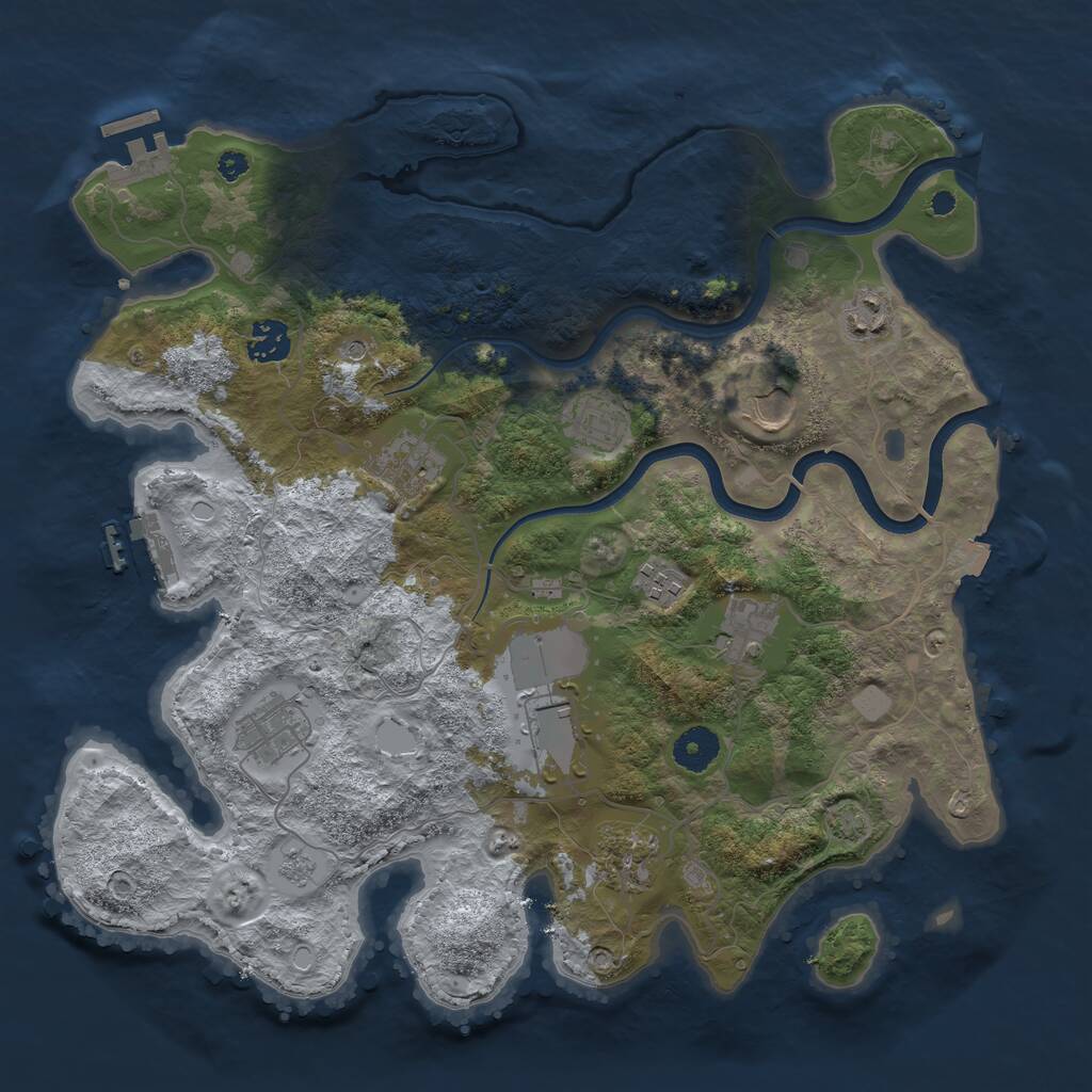Rust Map: Procedural Map, Size: 3700, Seed: 1164077349, 16 Monuments
