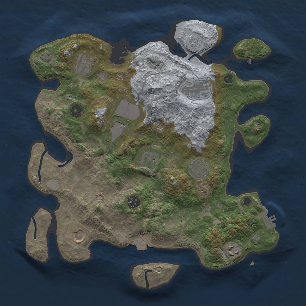 Rust Map: Procedural Map, Size: 3500, Seed: 696018652, 15 Monuments