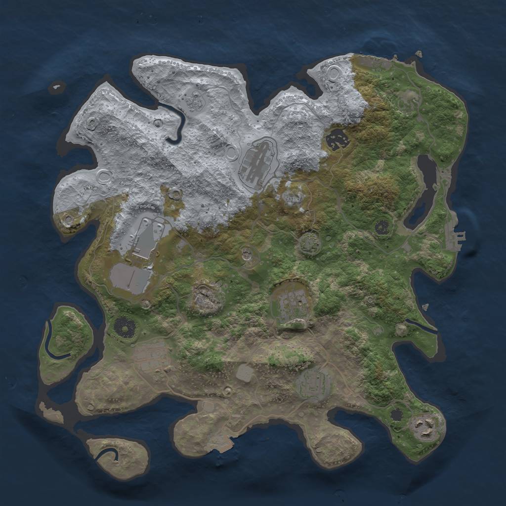 Rust Map: Procedural Map, Size: 3500, Seed: 2115139338, 15 Monuments