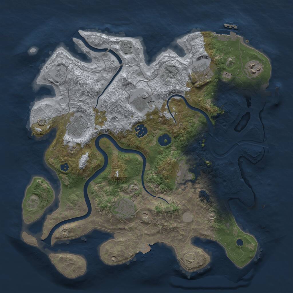 Rust Map: Procedural Map, Size: 3500, Seed: 2115139338, 14 Monuments