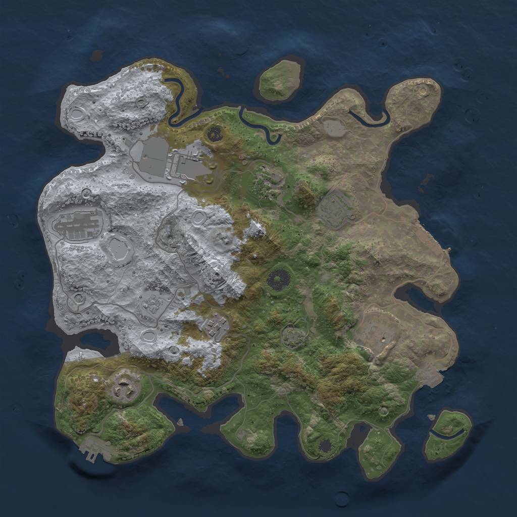 Rust Map: Procedural Map, Size: 3500, Seed: 1000022, 15 Monuments