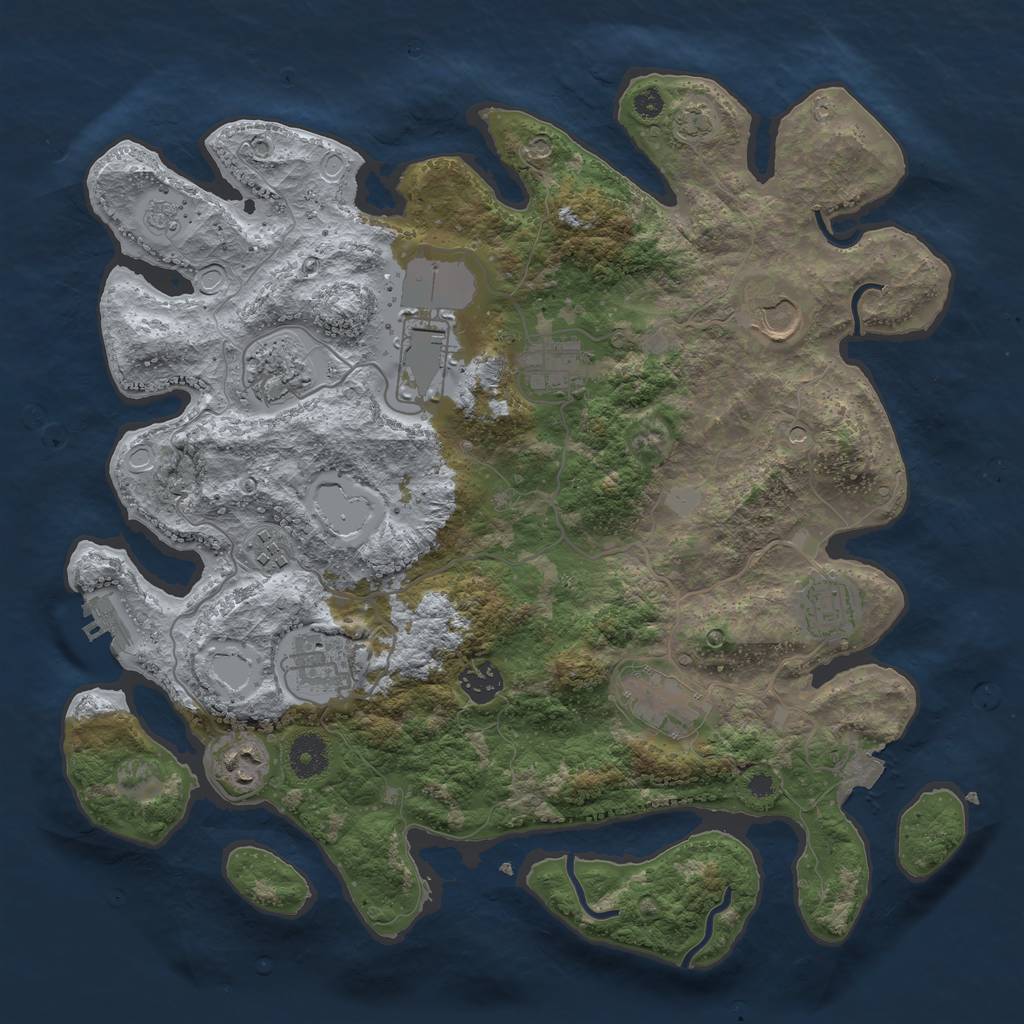 Rust Map: Procedural Map, Size: 3700, Seed: 163591308, 17 Monuments