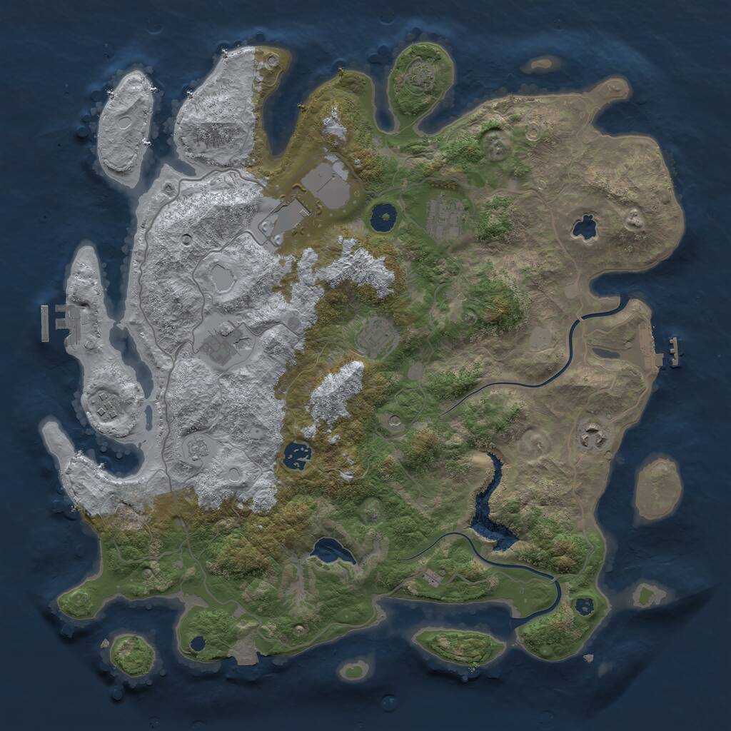 Rust Map: Procedural Map, Size: 4000, Seed: 2091193107, 13 Monuments