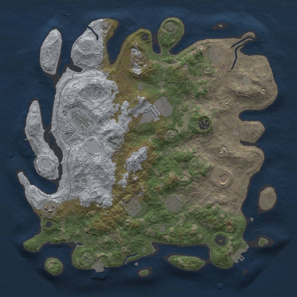 Rust Map: Procedural Map, Size: 4000, Seed: 2091193107, 17 Monuments