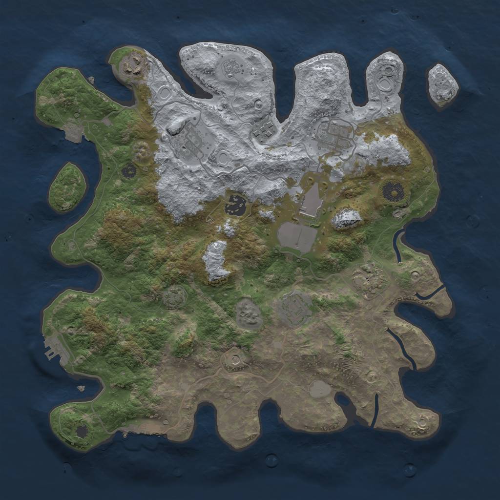 Rust Map: Procedural Map, Size: 3500, Seed: 219529095, 16 Monuments