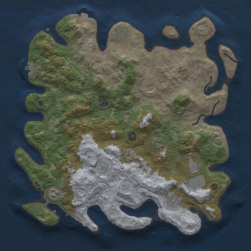 Rust Map: Procedural Map, Size: 4000, Seed: 85925621, 17 Monuments