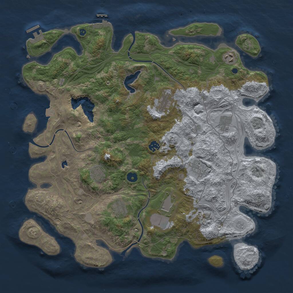 Rust Map: Procedural Map, Size: 4250, Seed: 454546234, 16 Monuments