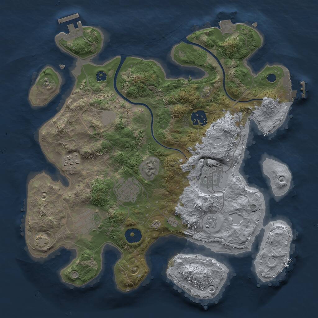 Rust Map: Procedural Map, Size: 3000, Seed: 1704110072, 10 Monuments