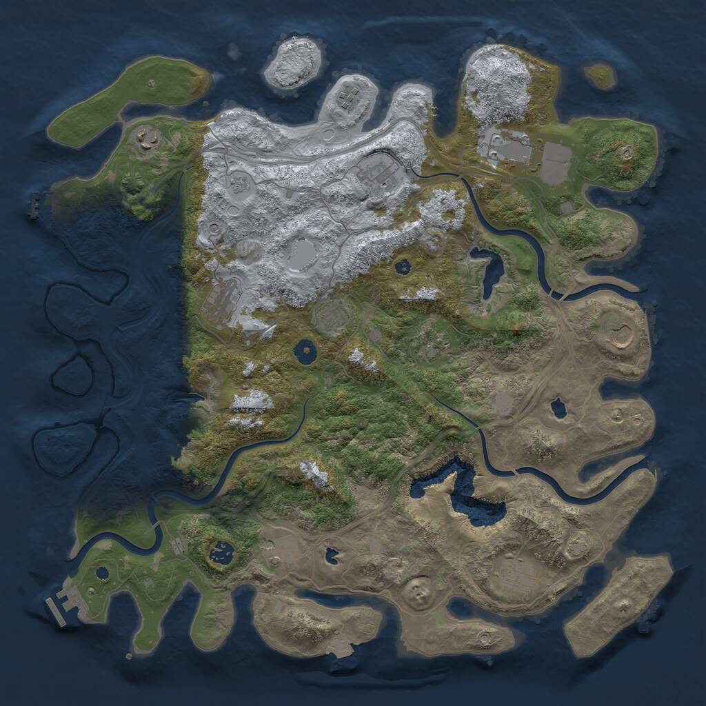 Rust Map: Procedural Map, Size: 4500, Seed: 2041017064, 17 Monuments