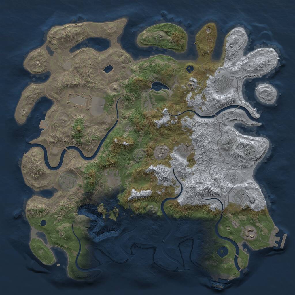 Rust Map: Procedural Map, Size: 4050, Seed: 1799382011, 14 Monuments