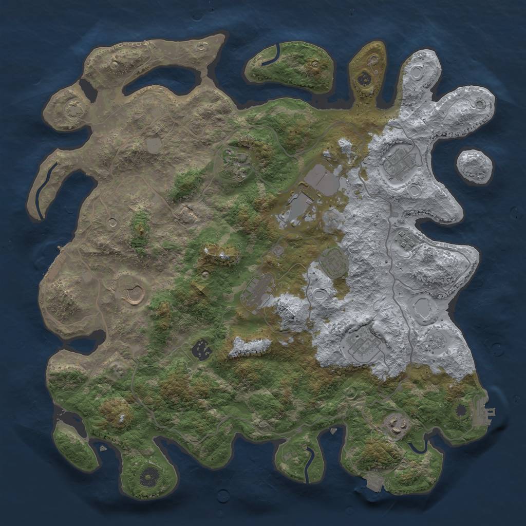 Rust Map: Procedural Map, Size: 4050, Seed: 1799382011, 18 Monuments