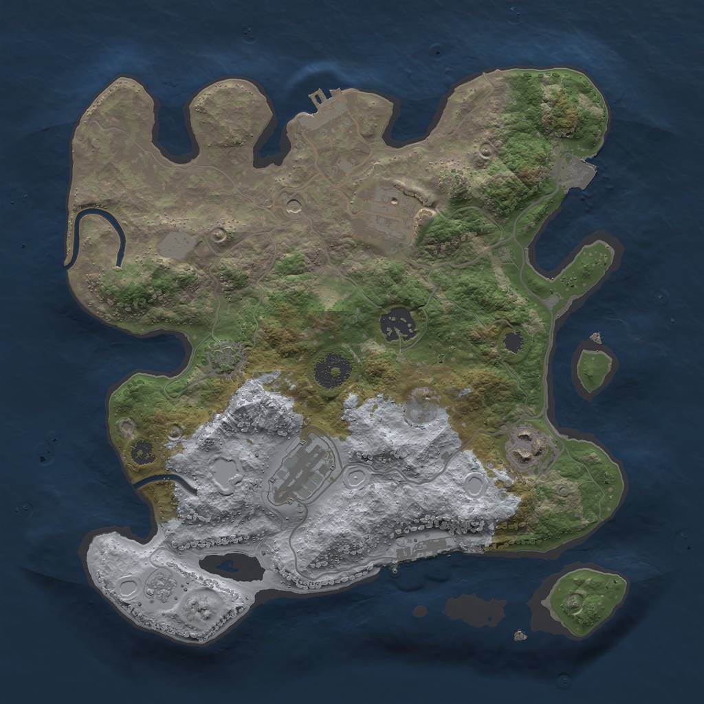 Rust Map: Procedural Map, Size: 3000, Seed: 1268815518, 12 Monuments