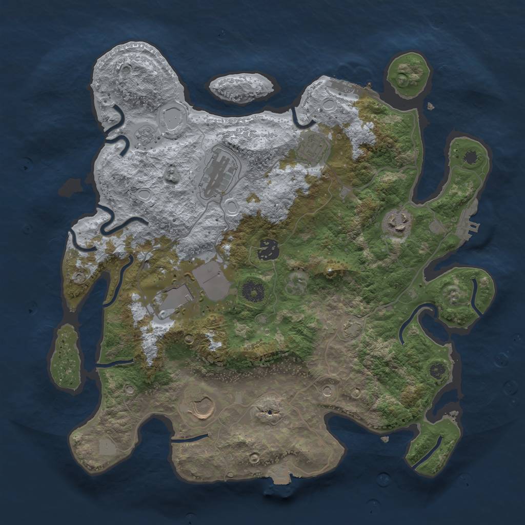 Rust Map: Procedural Map, Size: 3500, Seed: 105659329, 14 Monuments