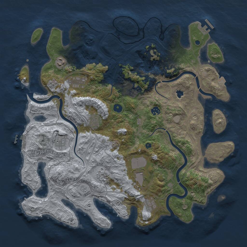 Rust Map: Procedural Map, Size: 4250, Seed: 1942584313, 16 Monuments