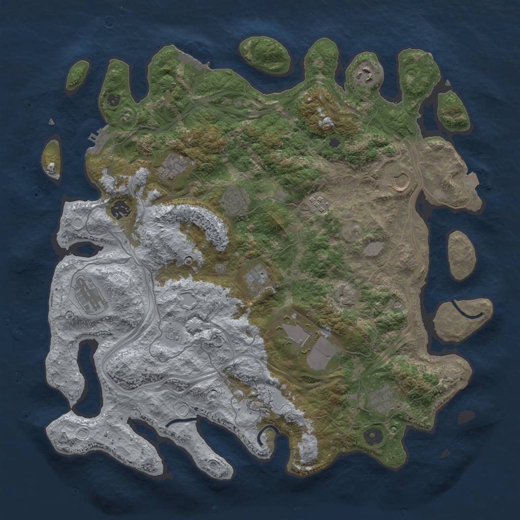 Rust Map: Procedural Map, Size: 4250, Seed: 1942584313, 19 Monuments