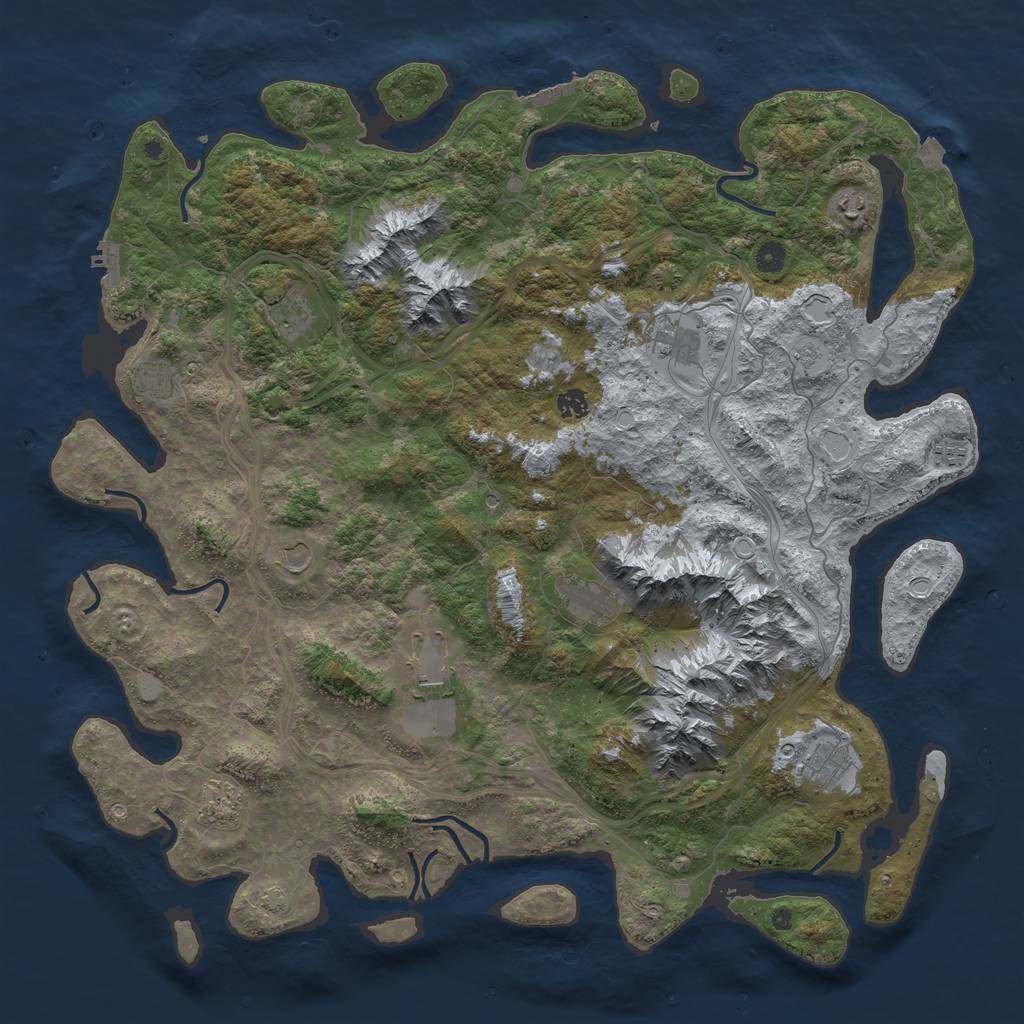 Rust Map: Procedural Map, Size: 5000, Seed: 3082023, 19 Monuments