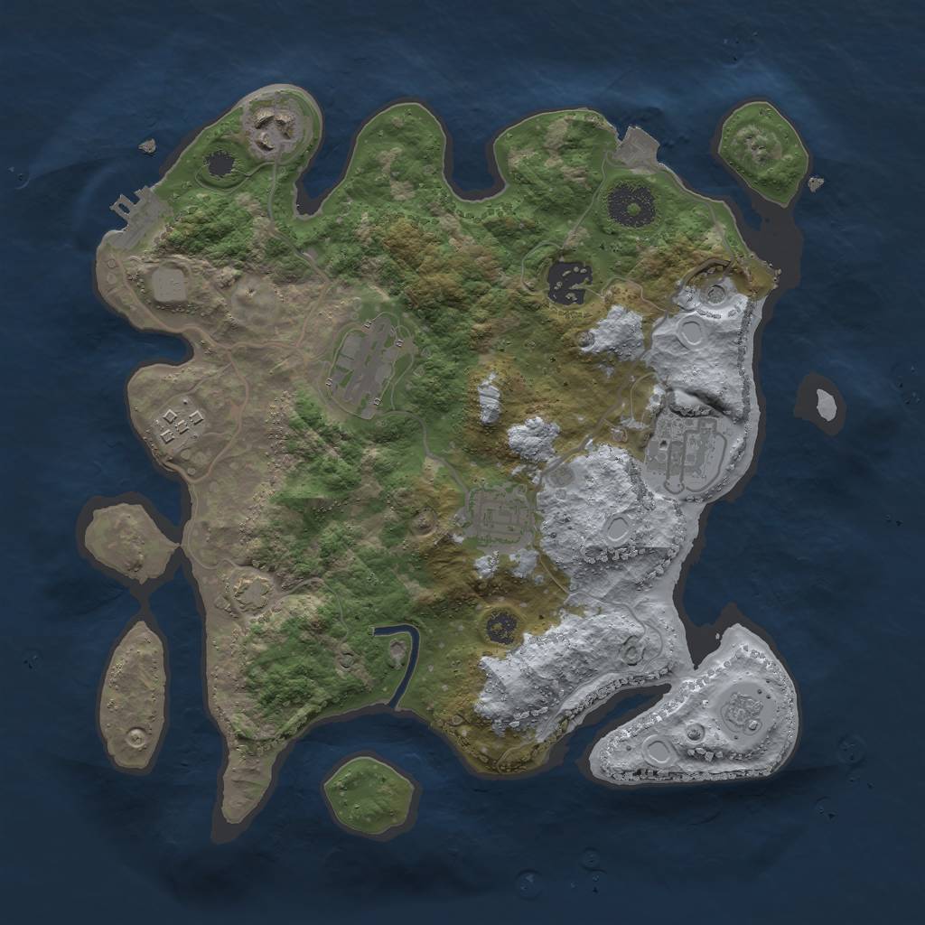 Rust Map: Procedural Map, Size: 3000, Seed: 2126115295, 13 Monuments