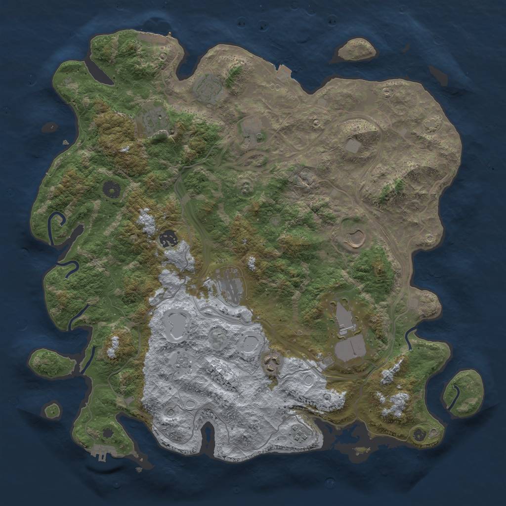 Rust Map: Procedural Map, Size: 4250, Seed: 46895, 17 Monuments