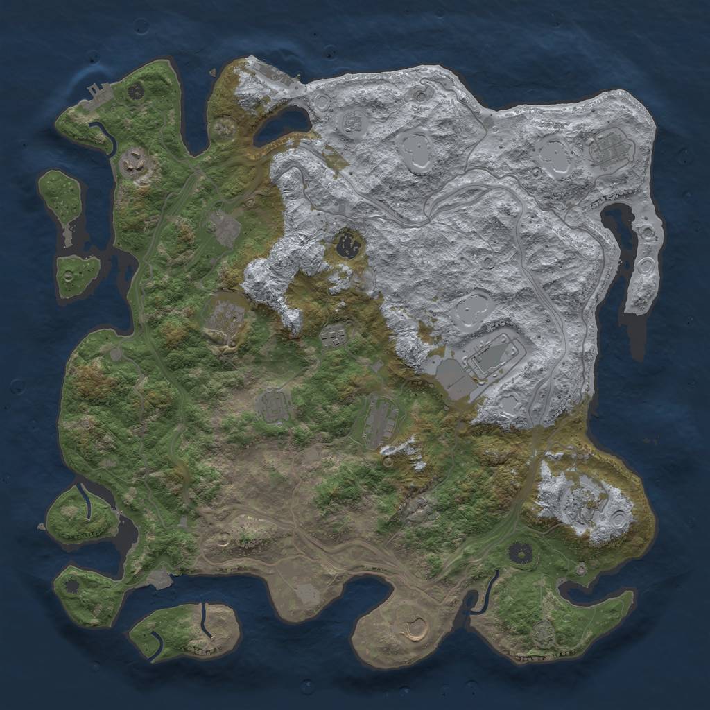 Rust Map: Procedural Map, Size: 4500, Seed: 1385127562, 19 Monuments