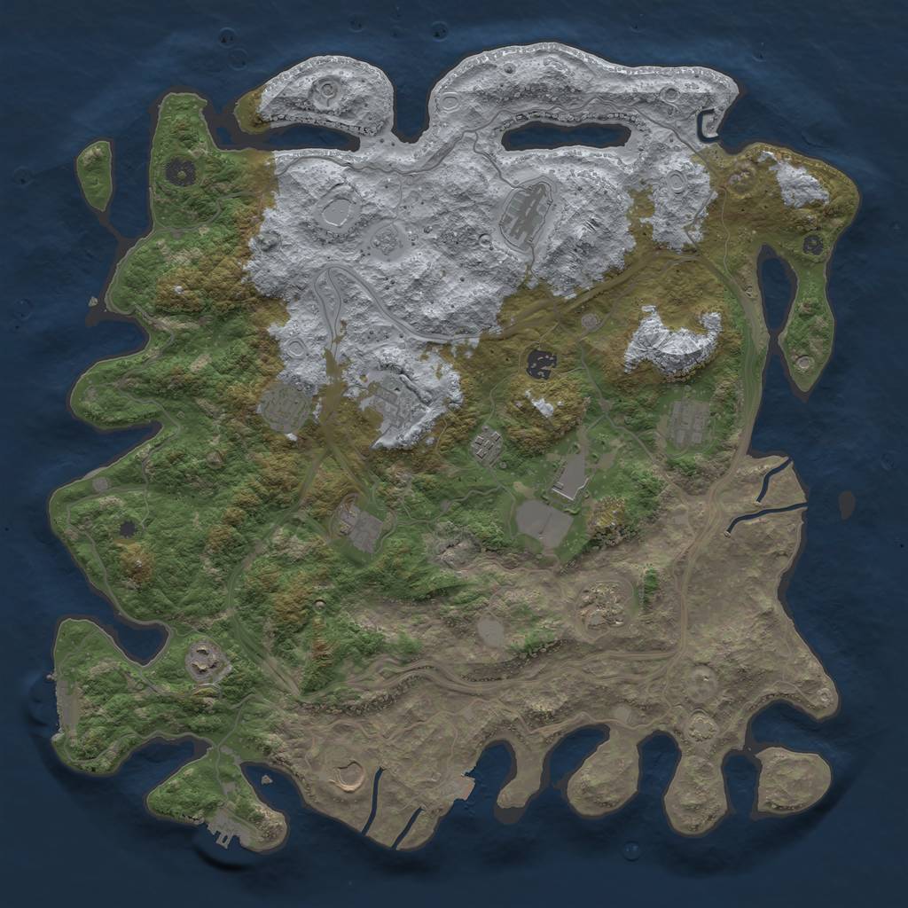 Rust Map: Procedural Map, Size: 4500, Seed: 703741994, 19 Monuments