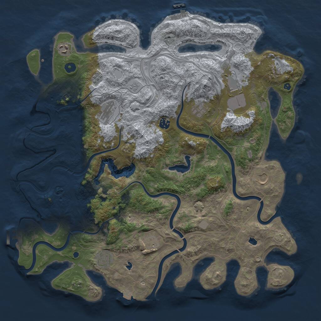 Rust Map: Procedural Map, Size: 4500, Seed: 703741994, 16 Monuments