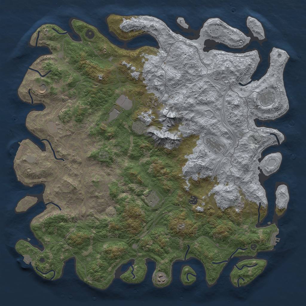 Rust Map: Procedural Map, Size: 5000, Seed: 382323123, 19 Monuments