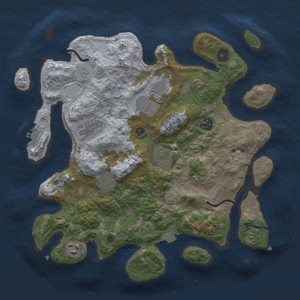 Rust Map: Procedural Map, Size: 3500, Seed: 56476567, 14 Monuments