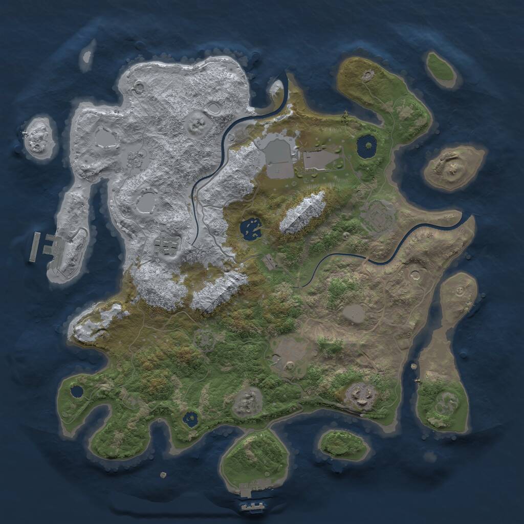 Rust Map: Procedural Map, Size: 3500, Seed: 56476567, 12 Monuments