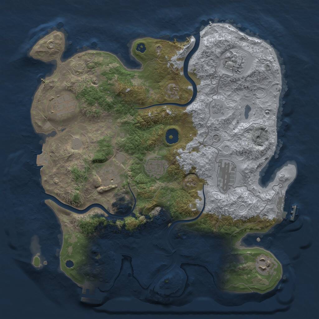 Rust Map: Procedural Map, Size: 3300, Seed: 334540100, 13 Monuments