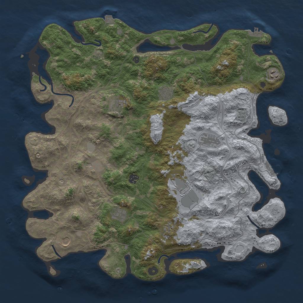 Rust Map: Procedural Map, Size: 4651, Seed: 554803722, 19 Monuments