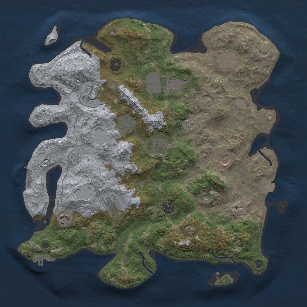 Rust Map: Procedural Map, Size: 3850, Seed: 2053020314, 18 Monuments