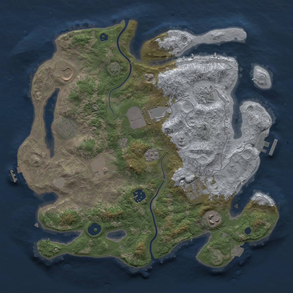 Rust Map: Procedural Map, Size: 3500, Seed: 1980546446, 14 Monuments