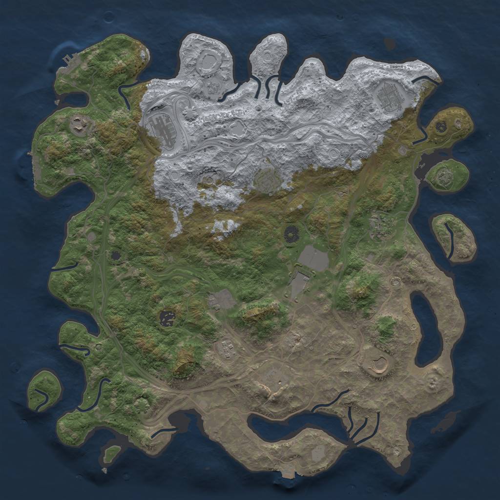 Rust Map: Procedural Map, Size: 4500, Seed: 1227332729, 19 Monuments