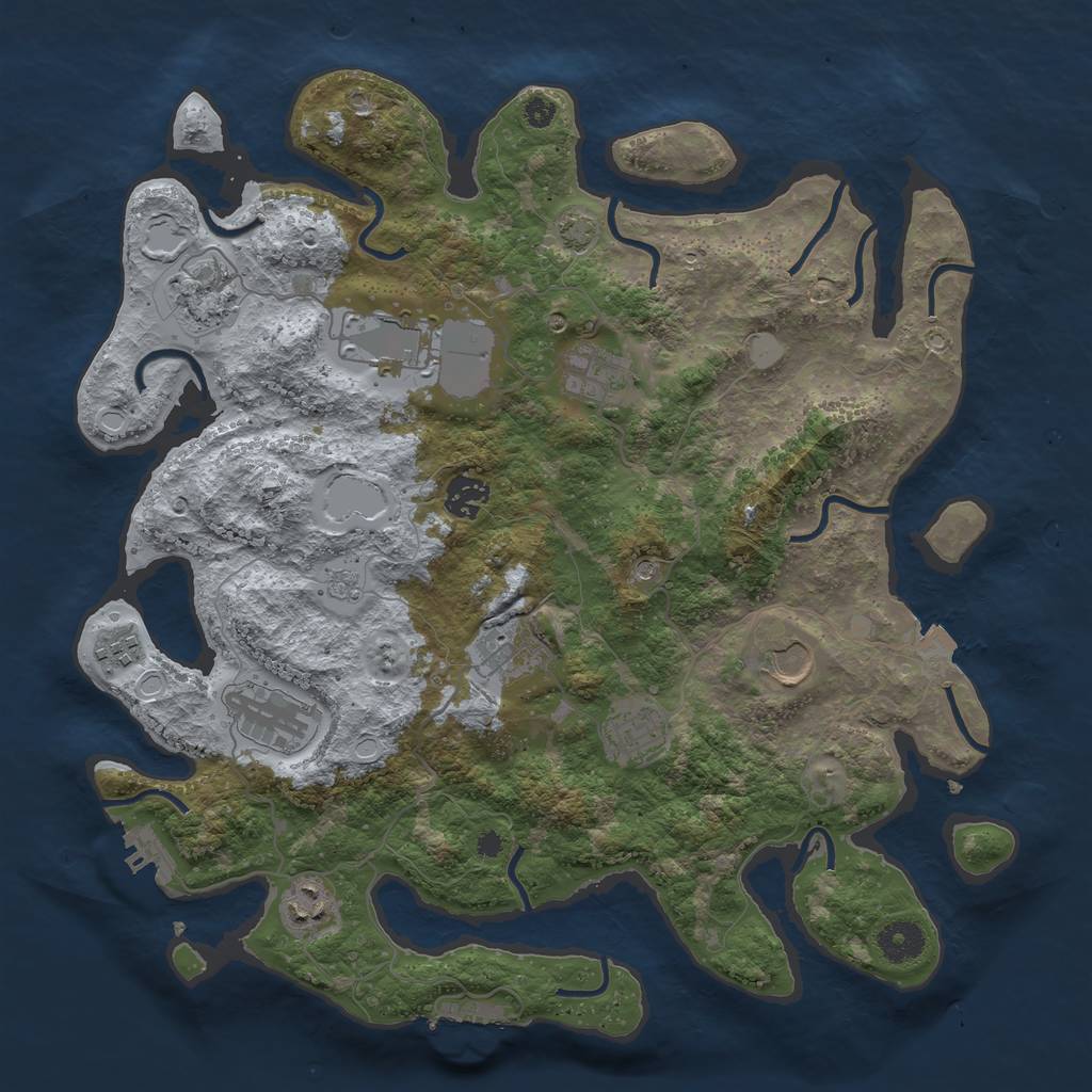 Rust Map: Procedural Map, Size: 3750, Seed: 1627529014, 18 Monuments