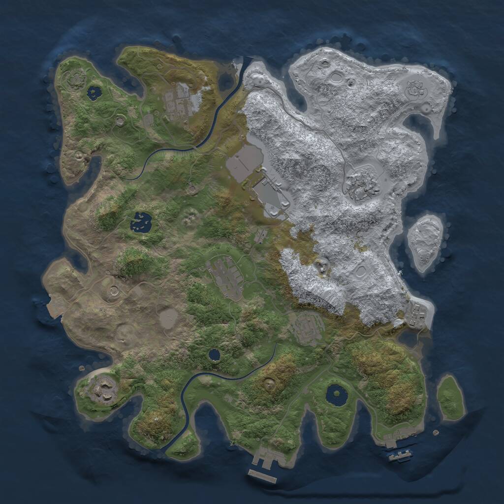 Rust Map: Procedural Map, Size: 3500, Seed: 438472626, 14 Monuments