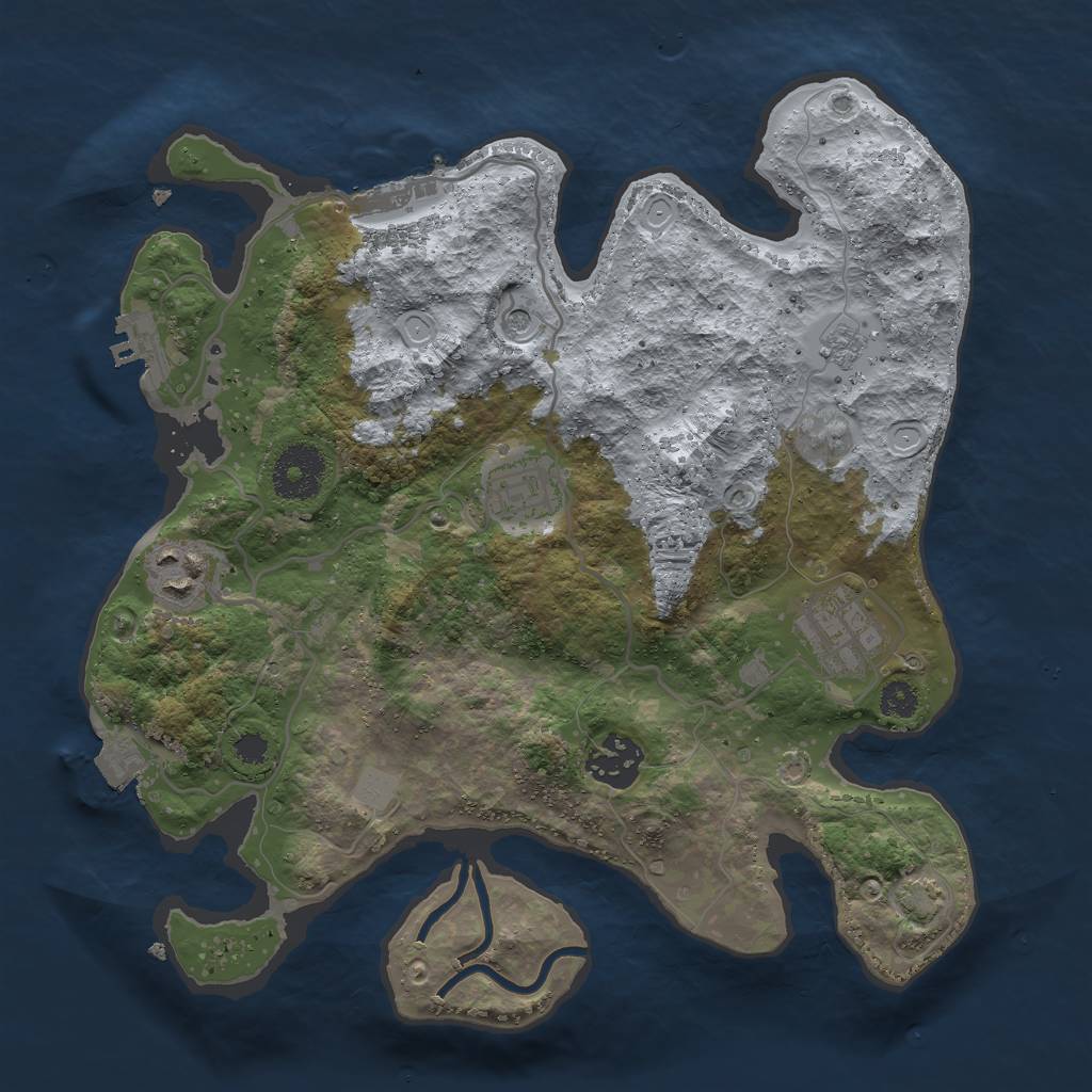Rust Map: Procedural Map, Size: 3000, Seed: 897829, 12 Monuments