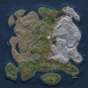 Thumbnail Rust Map: Procedural Map, Size: 3500, Seed: 2128689173, 13 Monuments