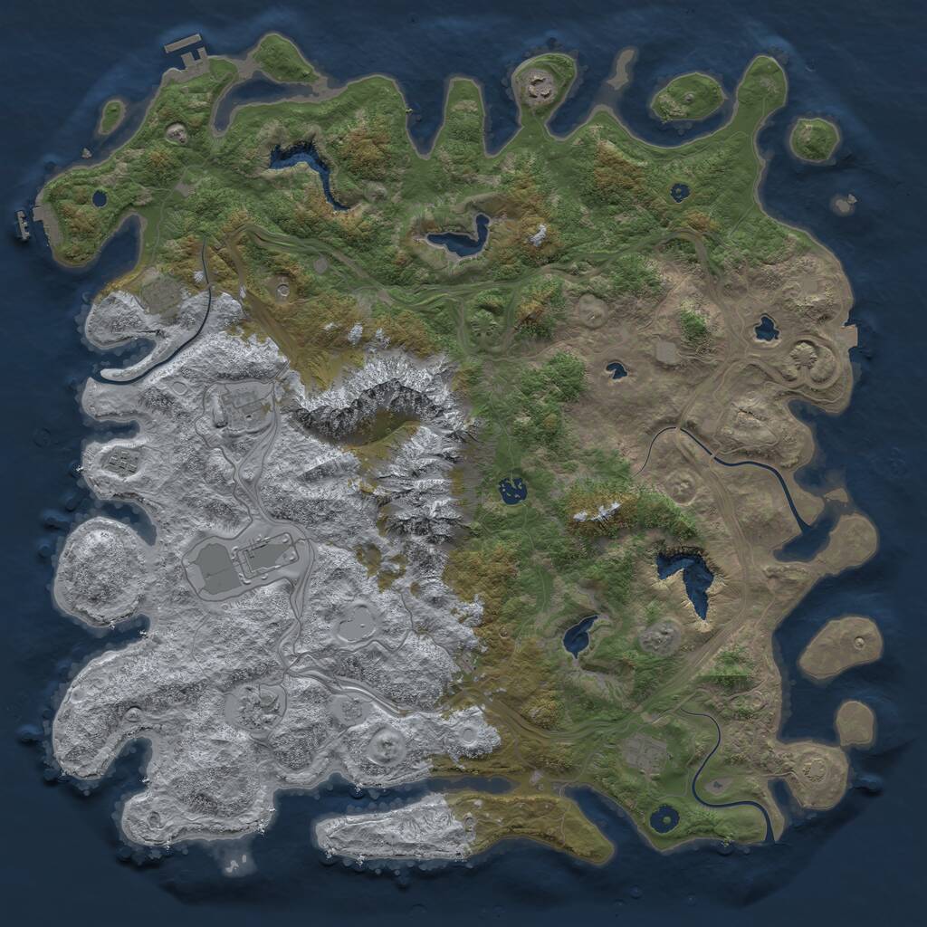 Rust Map: Procedural Map, Size: 5000, Seed: 33354333, 14 Monuments