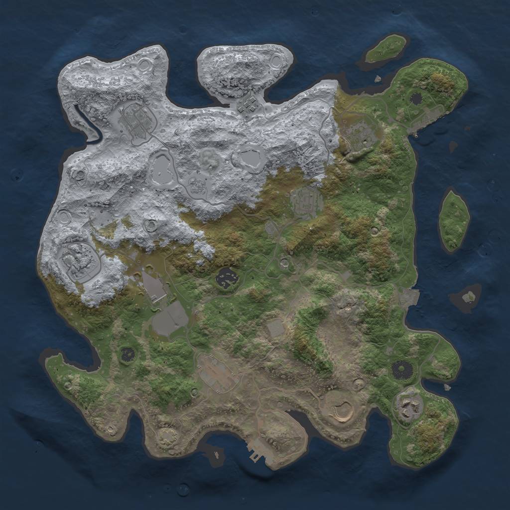 Rust Map: Procedural Map, Size: 3700, Seed: 964159133, 18 Monuments