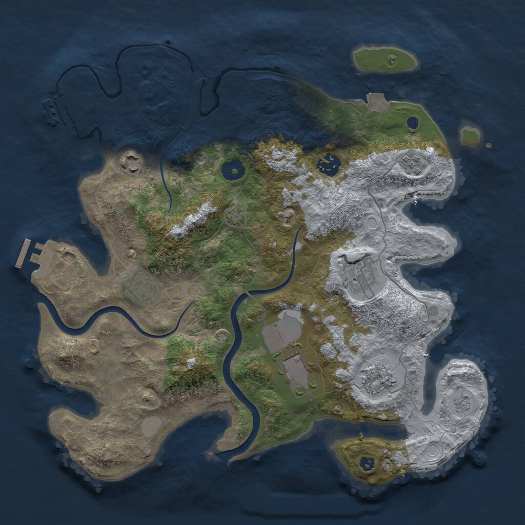Rust Map: Procedural Map, Size: 3500, Seed: 377595, 13 Monuments