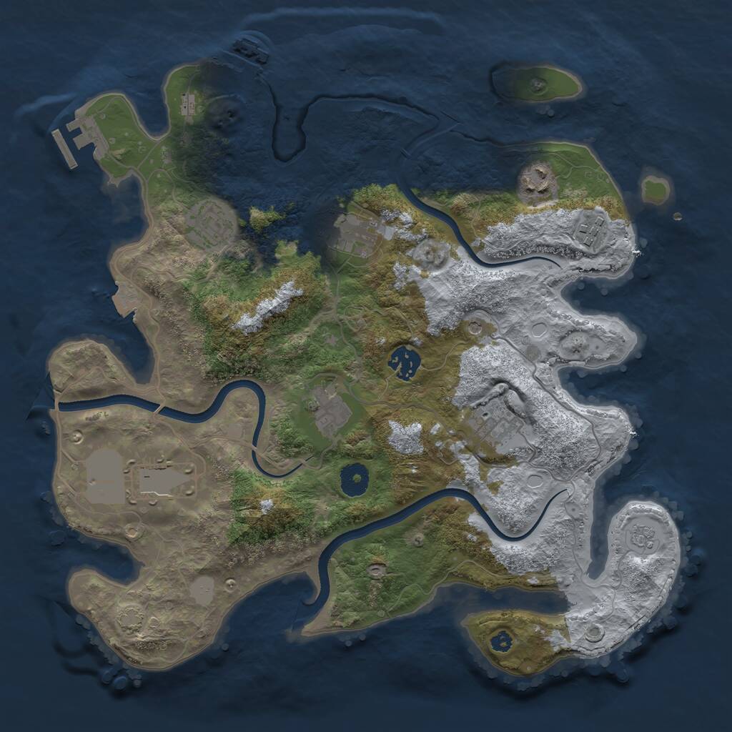 Rust Map: Procedural Map, Size: 3500, Seed: 377595, 14 Monuments