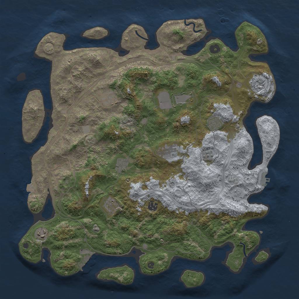 Rust Map: Procedural Map, Size: 4500, Seed: 1551010738, 18 Monuments