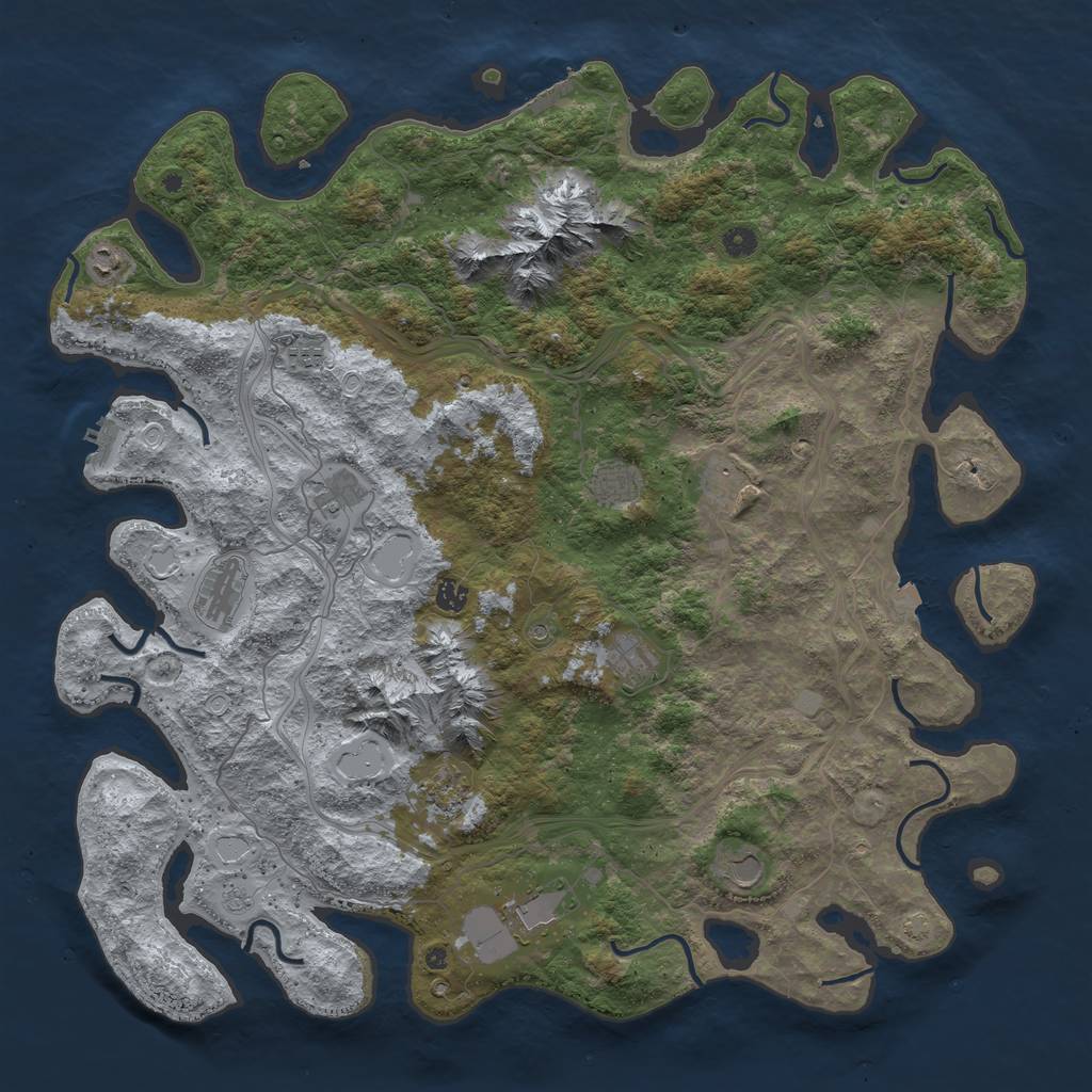 Rust Map: Procedural Map, Size: 5000, Seed: 1893924773, 19 Monuments