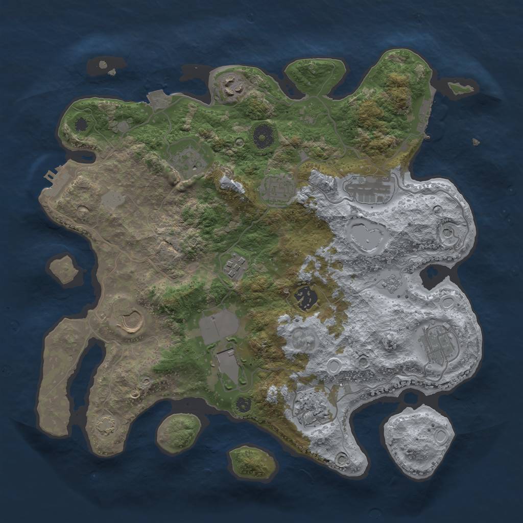 Rust Map: Procedural Map, Size: 3500, Seed: 1109540528, 18 Monuments